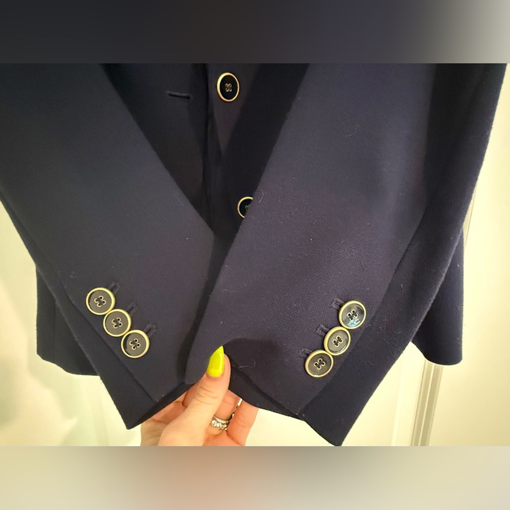 Talbots Navy Two-Button, Tailored Blazer - Picture 2 of 8